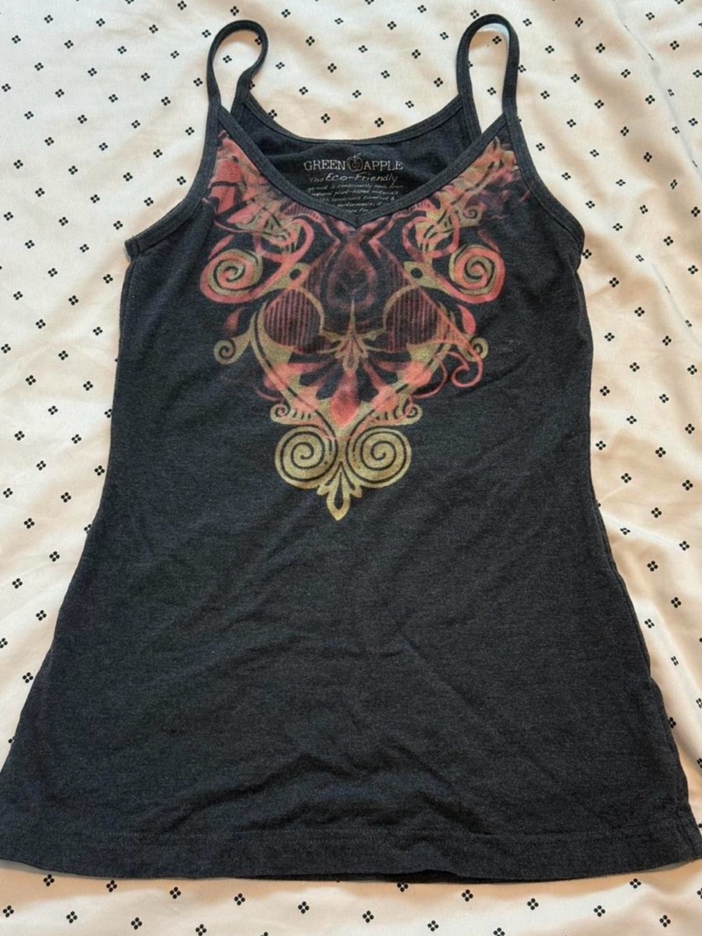 Green Apple yoga Camisole with Red and Olive Graphic
